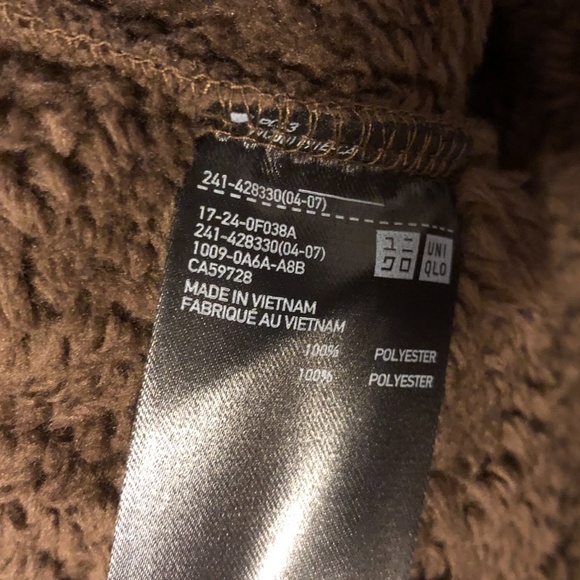 Uniqlo brown fluff yarn fleece zip jacket NWT - Picture 7 of 8